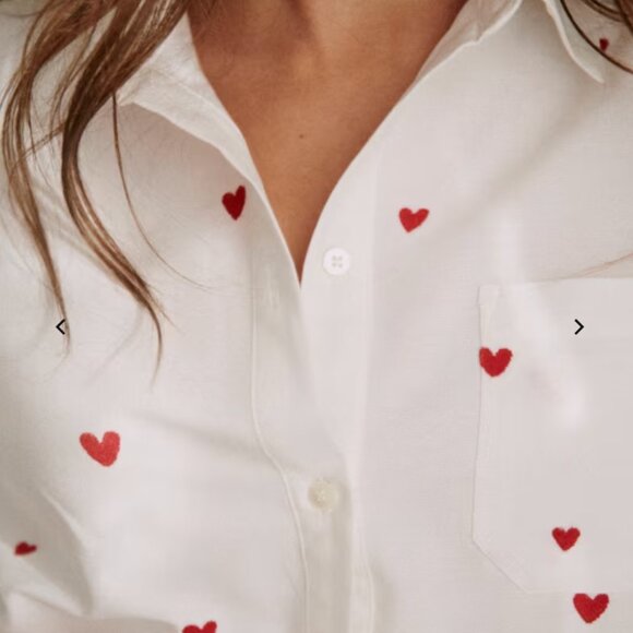 Sezane Tomboy Shirt White gold Hearts - Picture 5 of 6